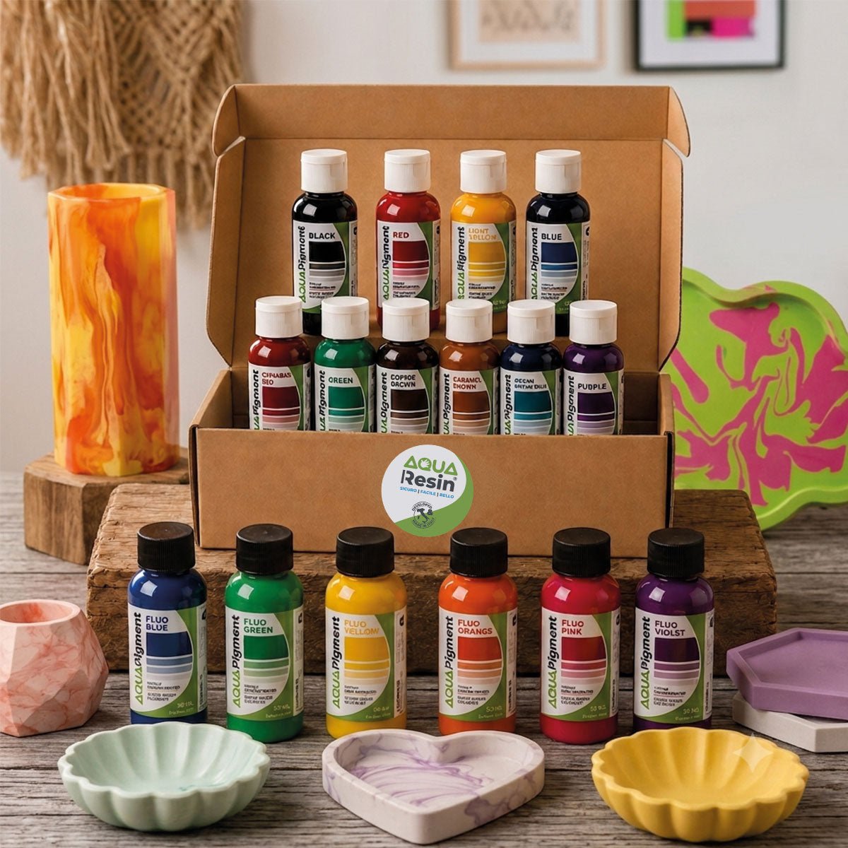 Aqua Pigment – Set completo 16 colores para Aqua Resin y yeso - Aqua Resin