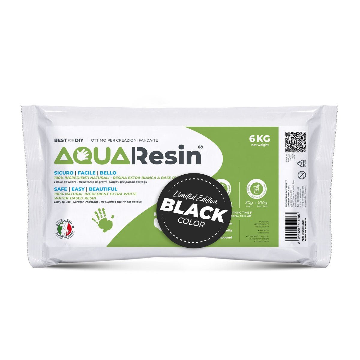 Aqua Resin Black – Yeso alfa pigmentado en negro intenso, natural y no tóxico - Aqua Resin