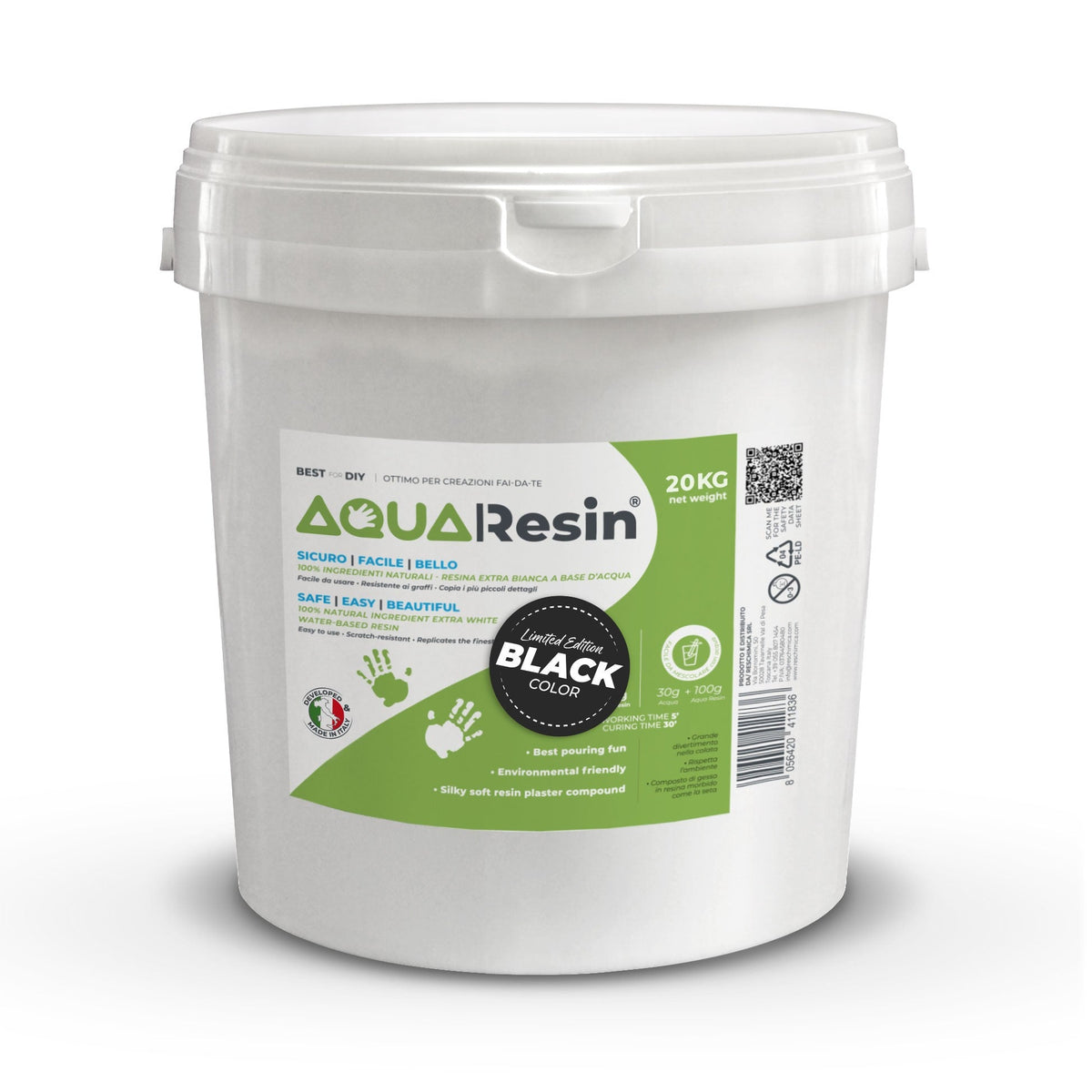 Aqua Resin Black – Yeso alfa pigmentado en negro intenso, natural y no tóxico - Aqua Resin