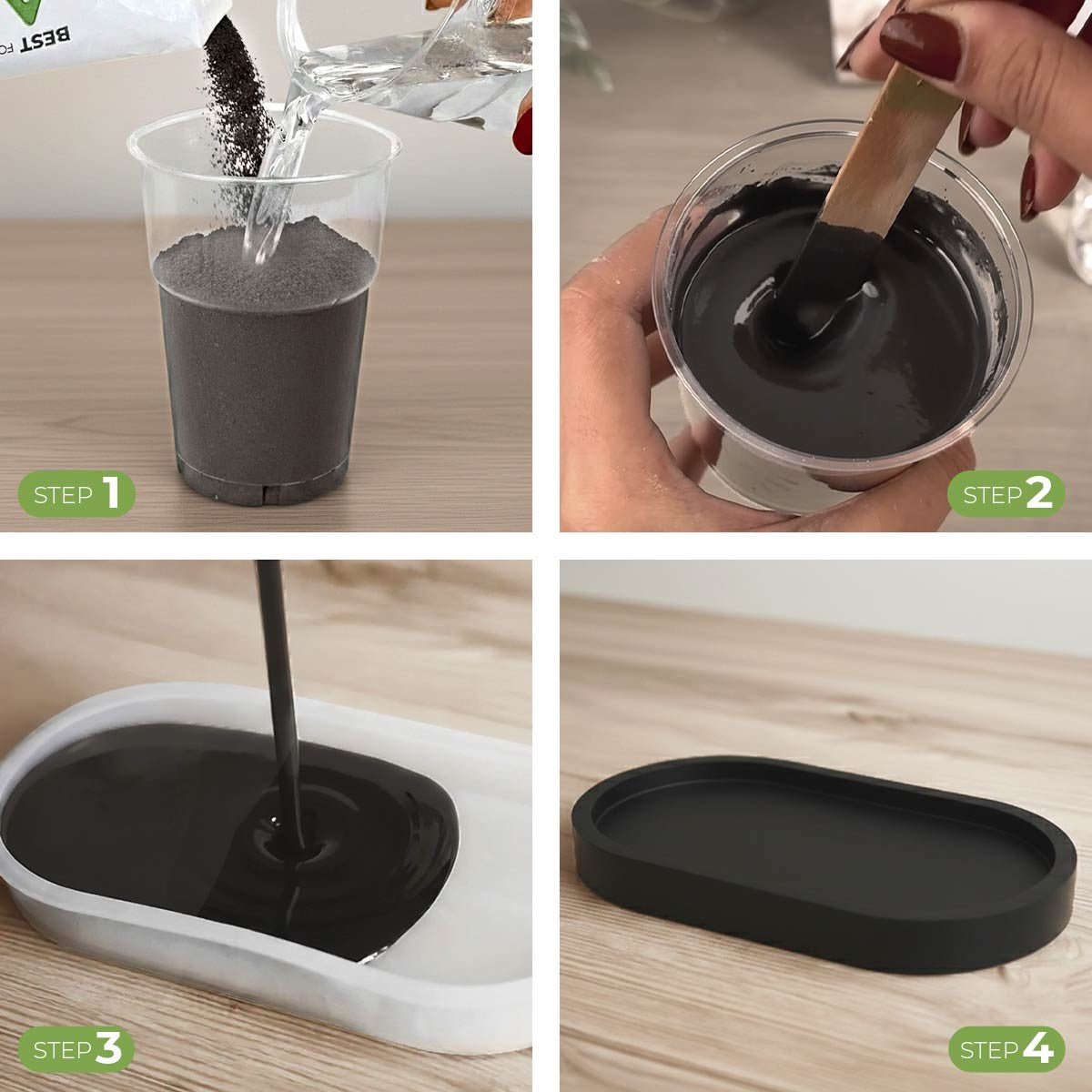 Aqua Resin Black – Yeso alfa pigmentado en negro intenso, natural y no tóxico - Aqua Resin
