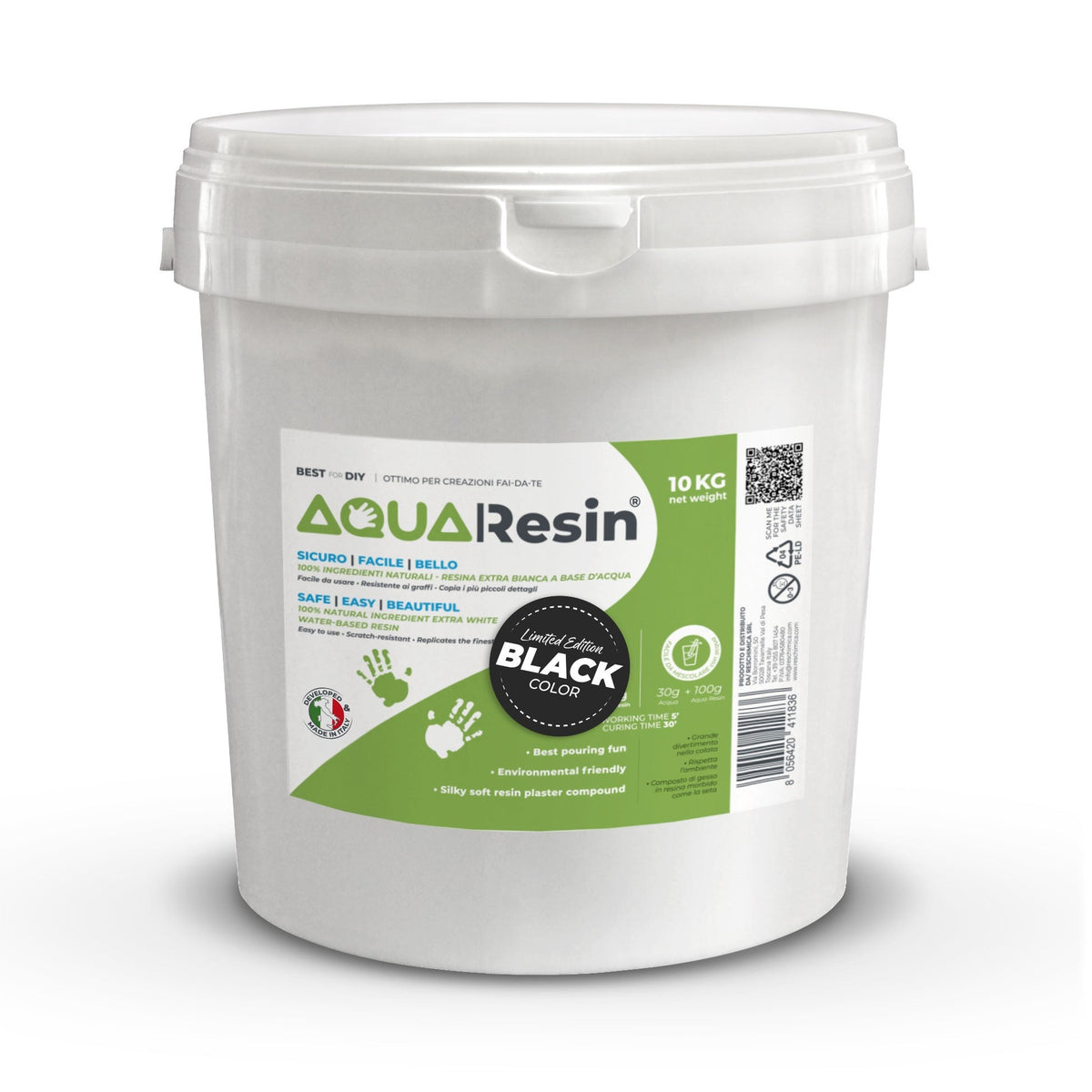 Aqua Resin Black – Yeso alfa pigmentado en negro intenso, natural y no tóxico - Aqua Resin