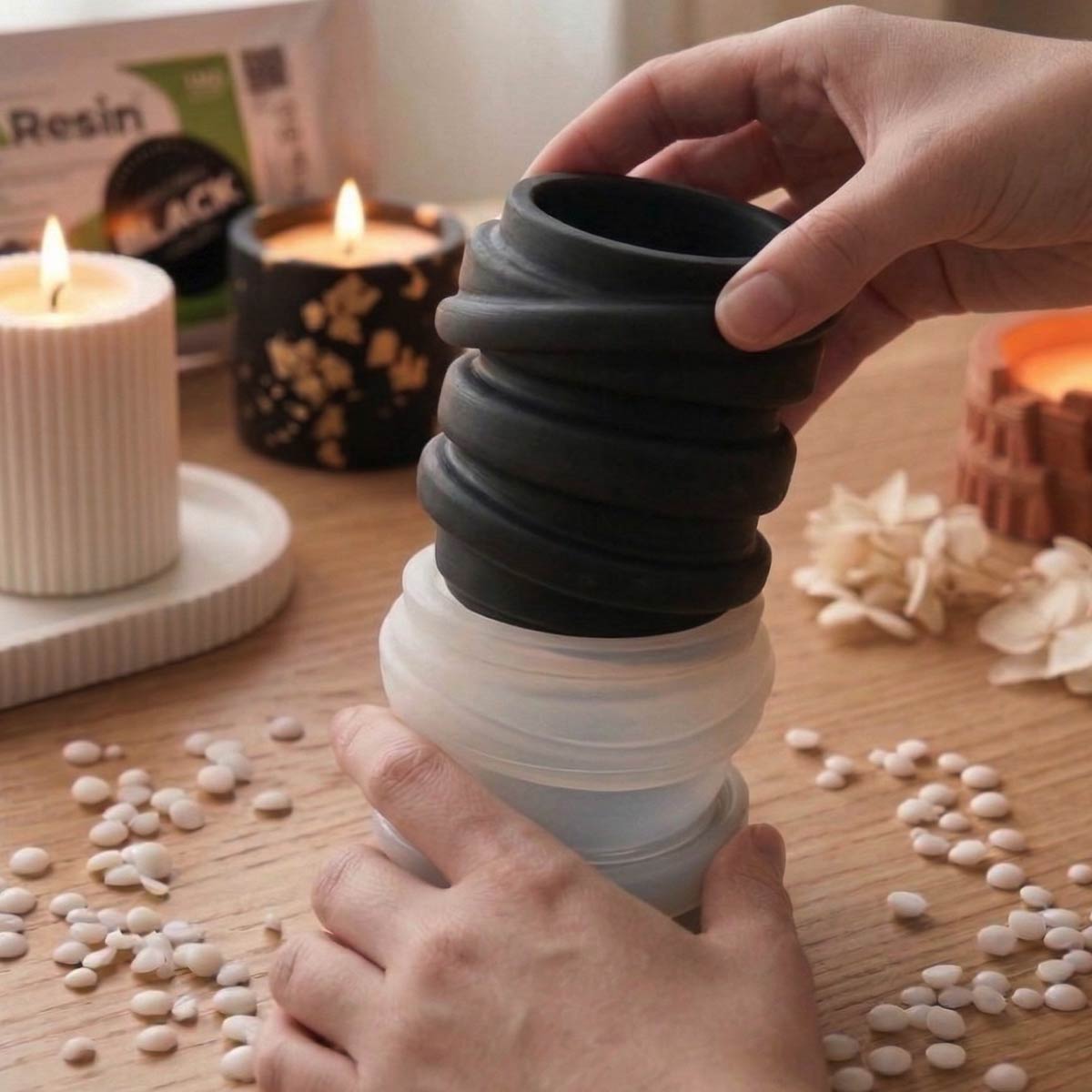Aqua Resin Black Kit – Portavelas Swirl y velas - Aqua Resin