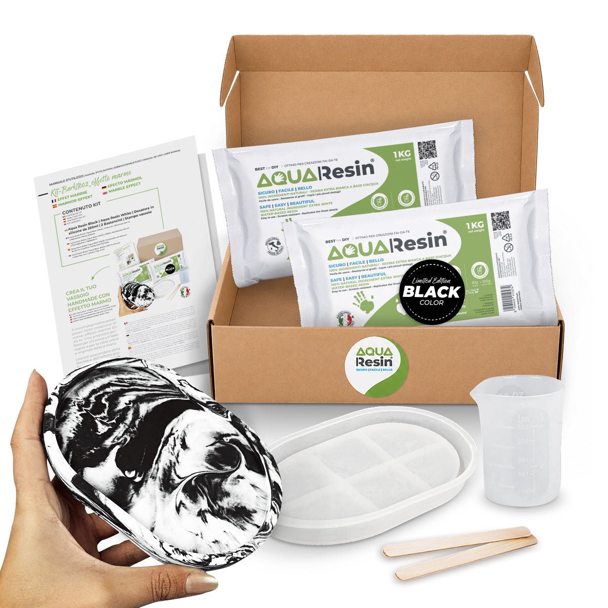 Aqua Resin Kit efecto mármol – Black & White Edition - Aqua Resin