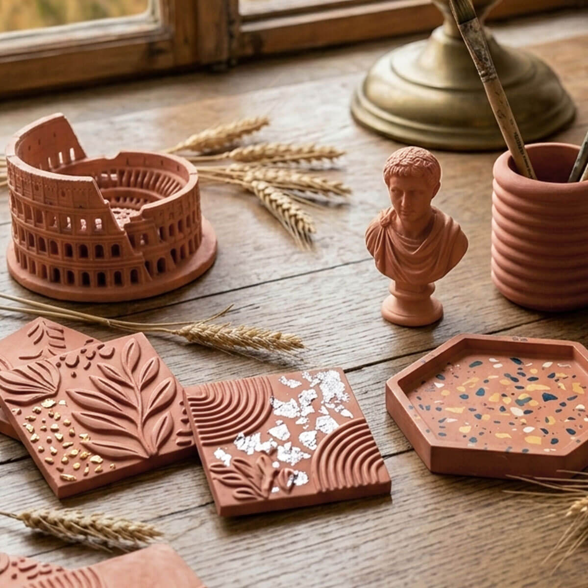Estatuas del Coliseo estilo romano de yeso efecto terracota Aqua Resin