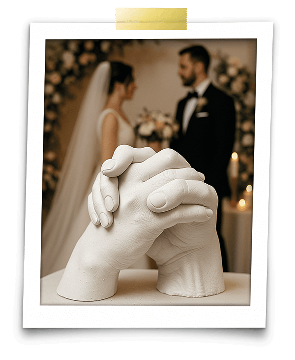 Molde de manos de pareja para boda con kit Love Cast