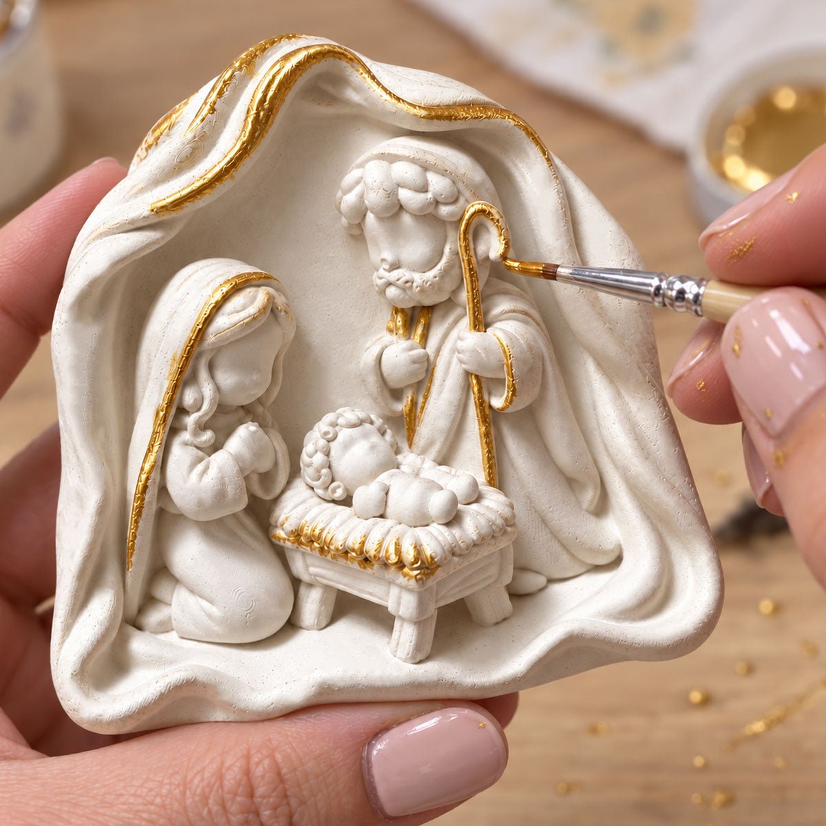 Kit Belén Moderno – Nacimiento 3D blanco y oro en Aqua Resin - Aqua Resin