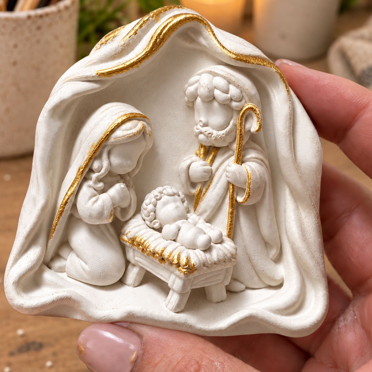 Kit Belén Moderno – Nacimiento 3D blanco y oro en Aqua Resin - Aqua Resin