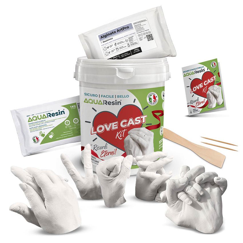 Love Cast Kit para molde 3D de manos y pies con alginato y Aqua Resin, efecto porcelana