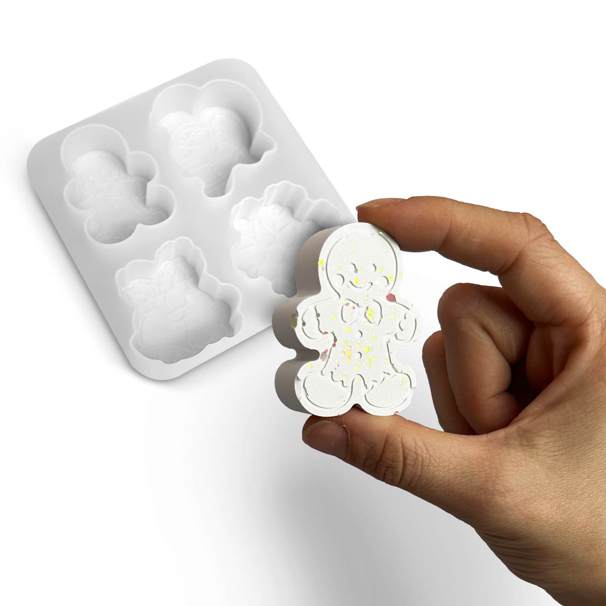 Molde de silicona 4 mini velas de jengibre – Marcasitios navideños - Aqua Resin
