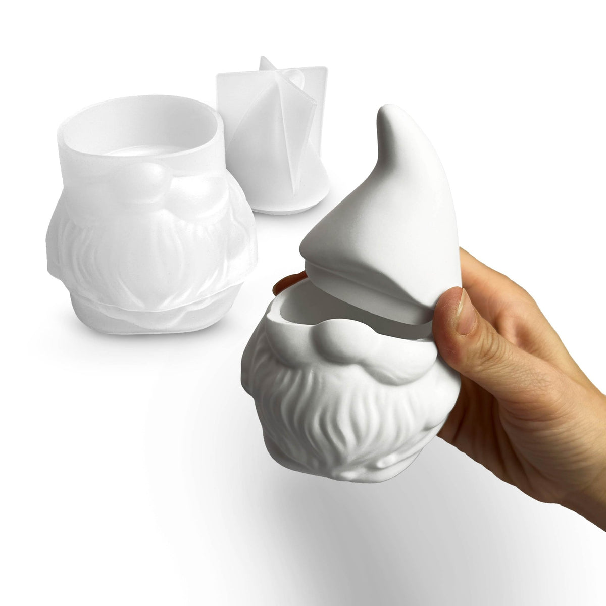 Molde de silicona Gnomo navideño para joyero y portavelas en Aqua Resin, efecto porcelana