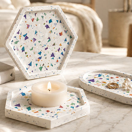 Vaciabolsillos efecto terrazo color Bianco Carrara
