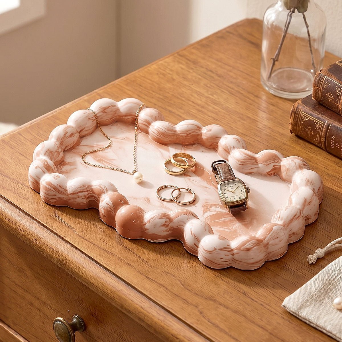 Vaciabolsillos marmolado con borde decorativo – Aqua Kit - Aqua Resin