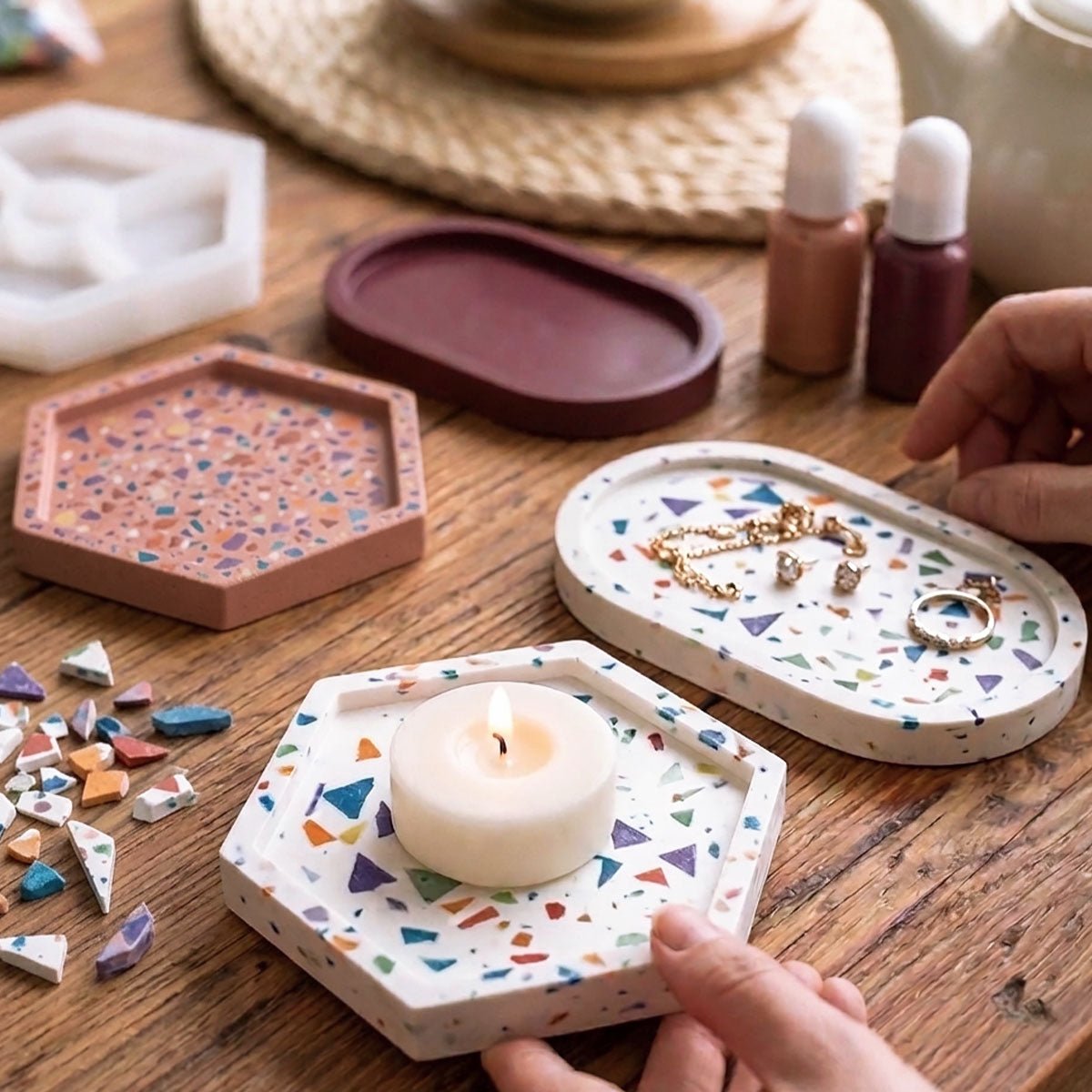 Terrazzo Aqua Kit [White Carrara]: diseño pop y luminoso con chips de colores - Aqua Resin