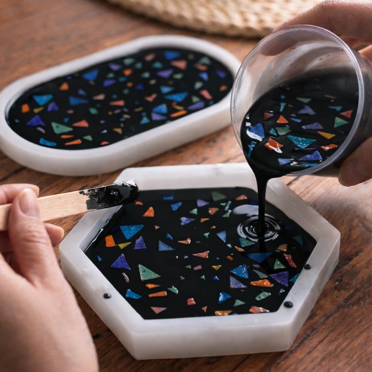 Terrazzo Aqua Kit [Negro Lava]: elegancia y diseño único con chips de colores - Aqua Resin