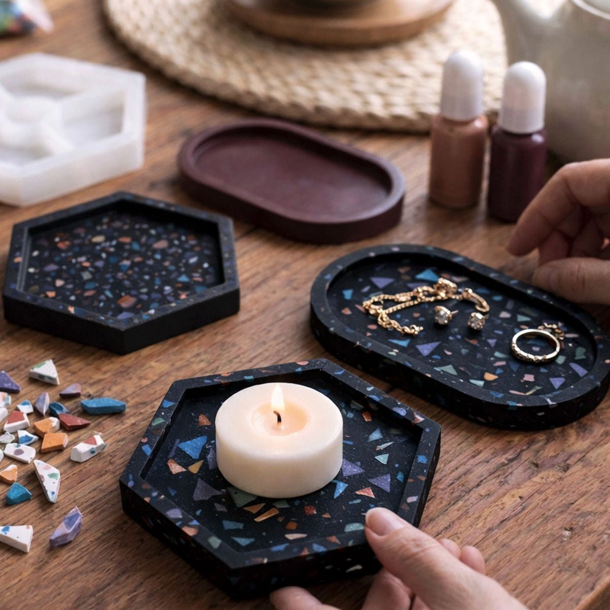 Terrazzo Aqua Kit [Negro Lava]: elegancia y diseño único con chips de colores - Aqua Resin