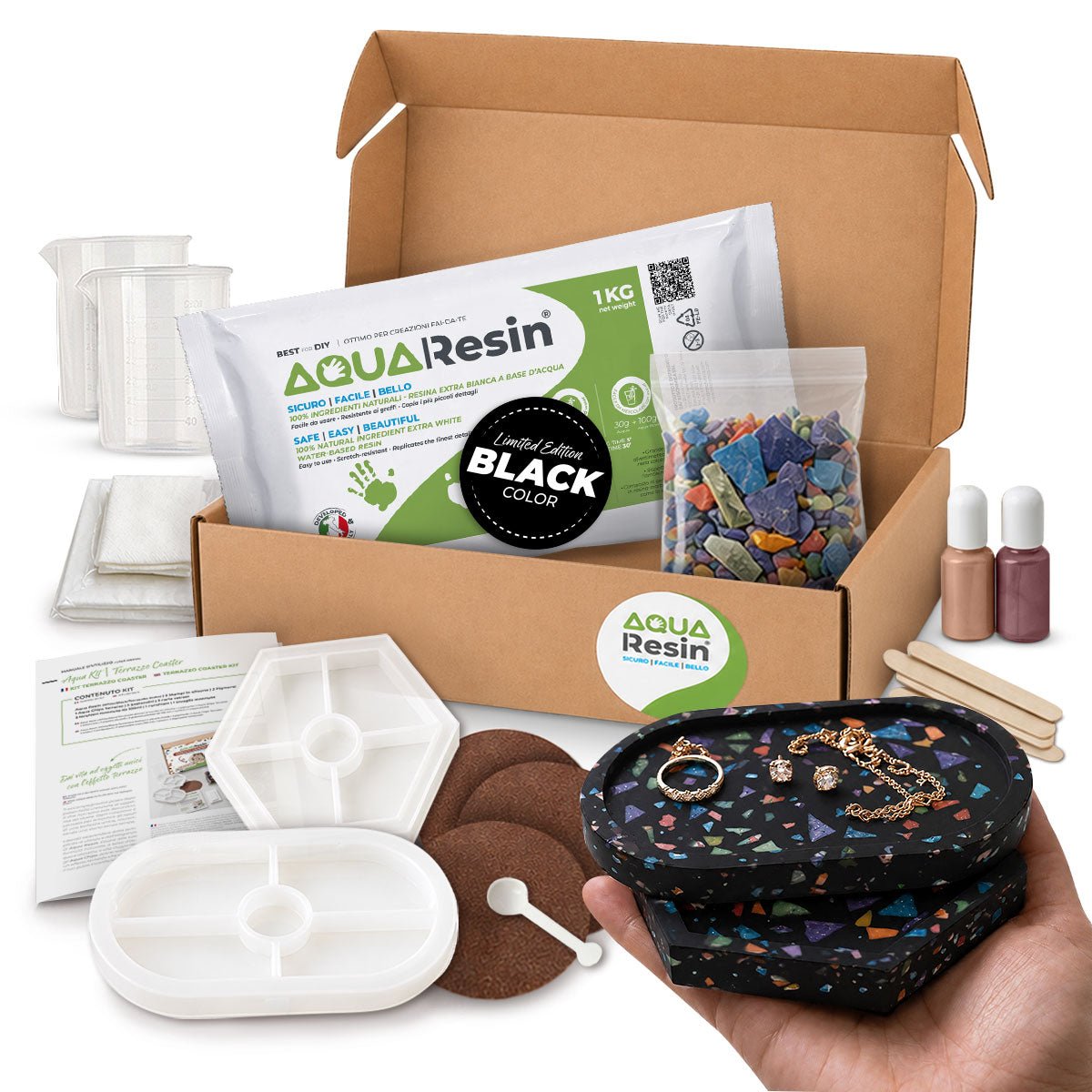 Terrazzo Aqua Kit [Negro Lava]: elegancia y diseño único con chips de colores - Aqua Resin