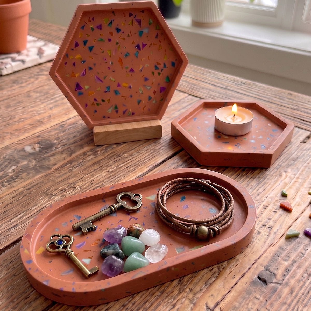 Terrazzo Aqua Kit [Terracotta Roma]: diseño cálido y mediterráneo con chips de colores - Aqua Resin